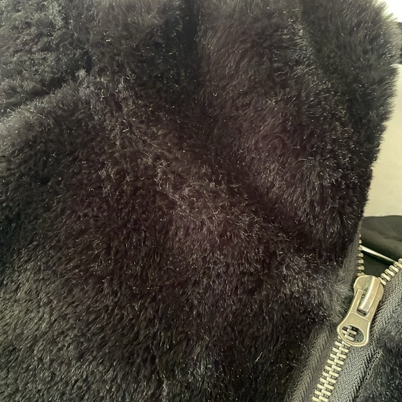 Free people black oversized hooded black faux fur jacket size small soft - Picture 2 of 8